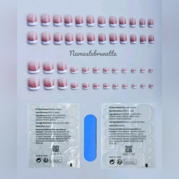 Nwt 48pcs French Manicure & Pedicure Premium Press On Nails - Picture 3 of 15